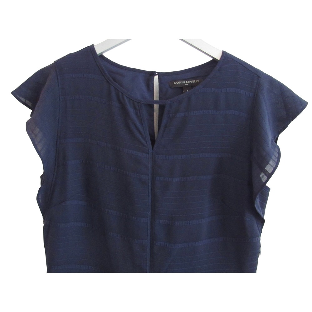 Banana Republic Navy Flutter Sleeve Fit & Flare Dress Size 6 Career Chic - Picture 3 of 5